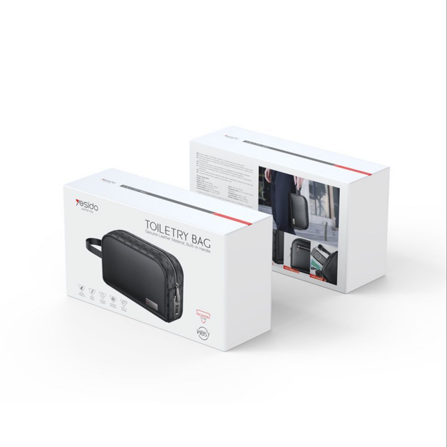 Leather Travel Toiletry Smart Bag Finger Print Unlock for Men & Women – WB57 Organizer