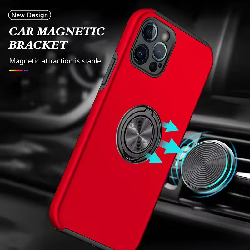 Magnetic Stand Ring Case For iPhone 17 Pro Max,16,15,14,12,13,12,11 Hard Case Anti Shock Car/ Table  Holder/Stand