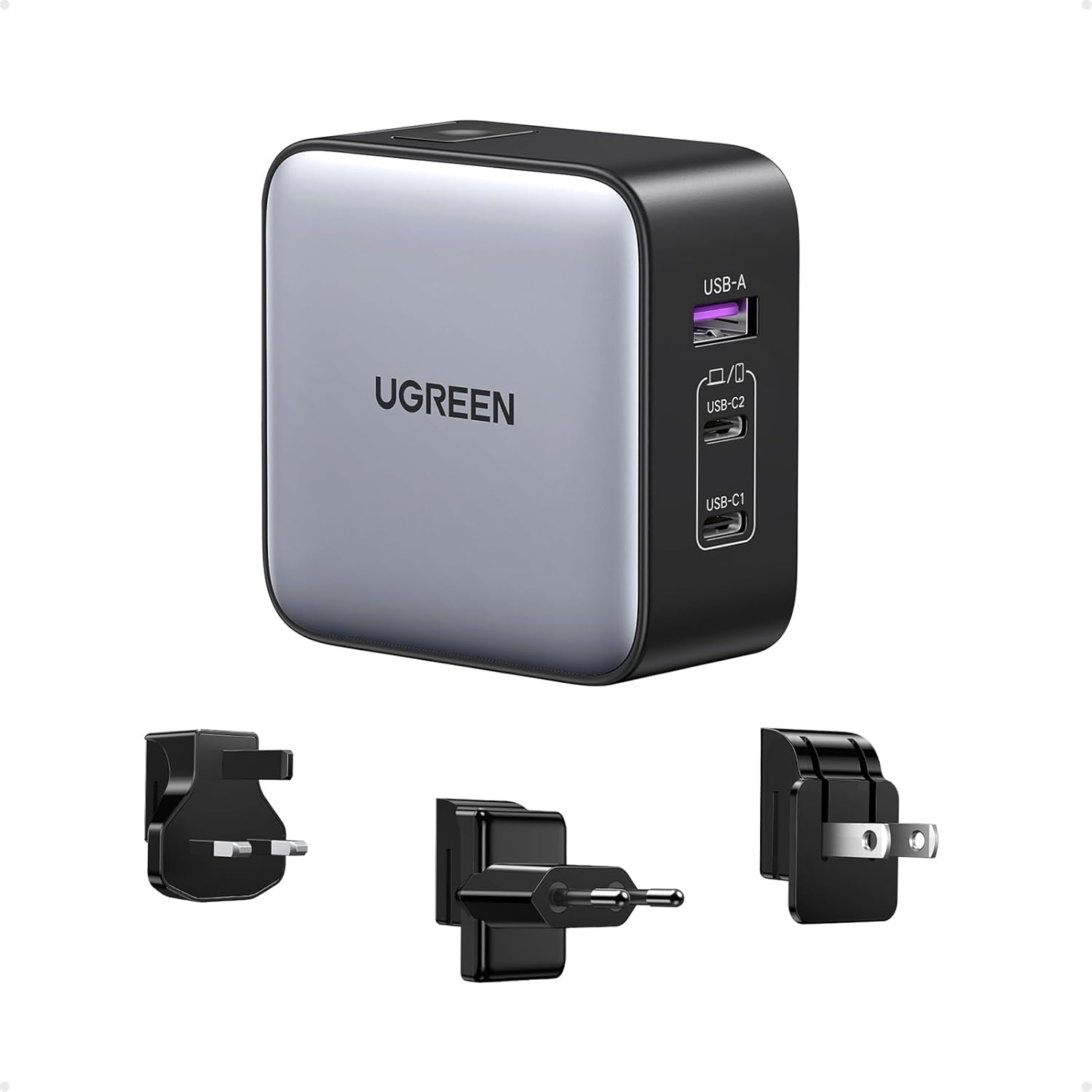 UGREEN power adapter with multiple plug options international sockets US UK EU Charge Laptop tablet Phone At One time AC. Desk Charger 