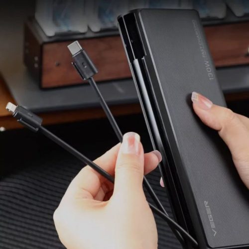 10000mAh Power Bank 22.5W Fast Charging with LED Display Built-In Cable