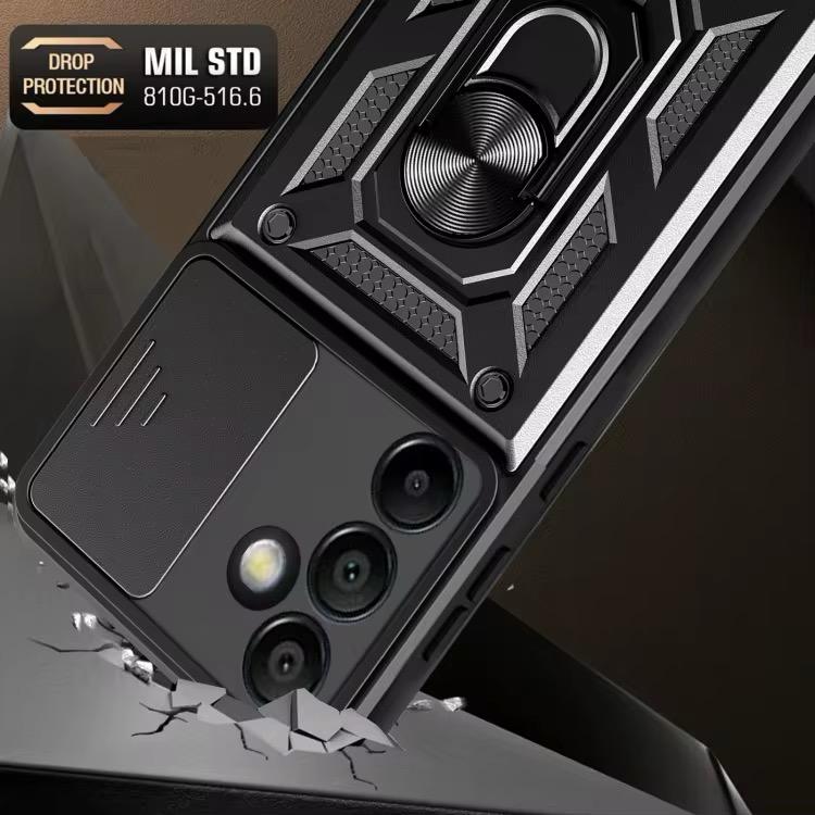 Military-Grade Armor Shockproof Case with Sliding Camera Cover & Ring Kickstand | For iPhone, Samsung Galaxy, Pixel – Drop Protection MIL-STD 810G