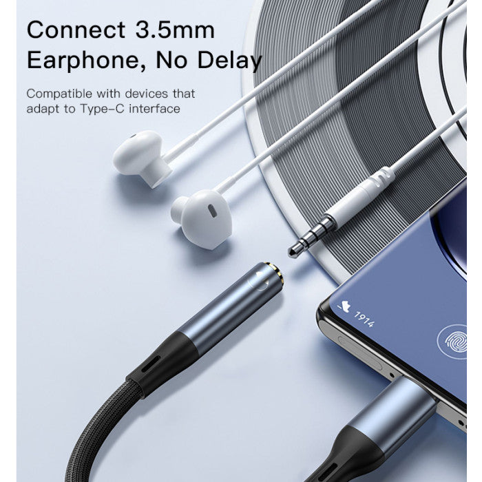 Yesido YAU38 Aluminium Alloy Nylon USB-C to 3.5mm Aux Audio Jack Cable