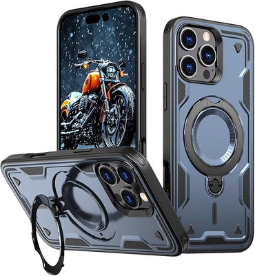 Armour Strong Stand Case For Magsafe iPhone 17 Pro Max,16,15,14,13,12 Complete Protection Cover 360 Rotate Strong Grip