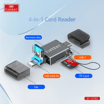 4 In 1 Mini Aluminium Card Reader By Earldom“ Premium Quality, Stylish & Durable Protective Case