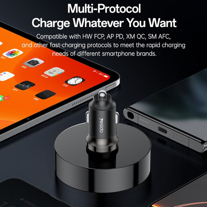 Yesido Zinc Alloy PD 30W Fast Car Charger Y74 | Smartphone and Tablet/iPad | Quick Charger