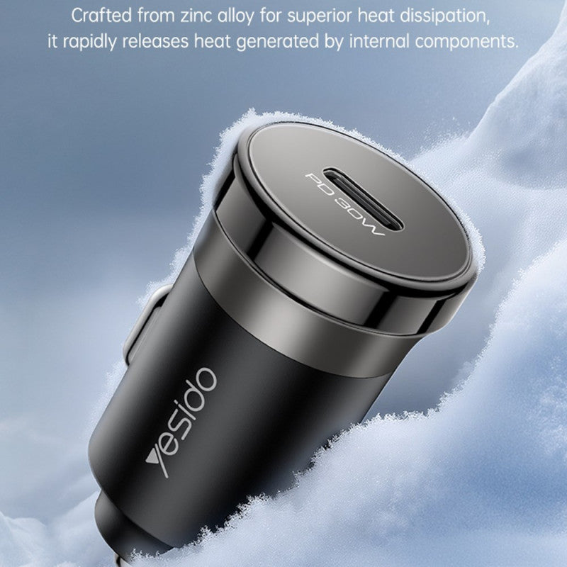 Yesido Zinc Alloy PD 30W Fast Car Charger Y74 | Smartphone and Tablet/iPad | Quick Charger