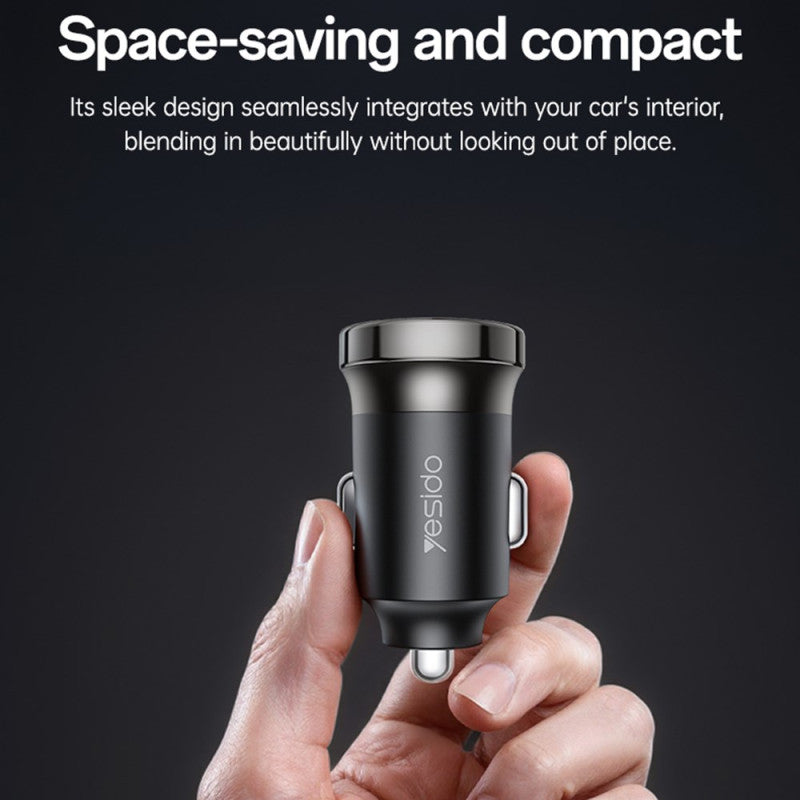 Yesido Zinc Alloy PD 30W Fast Car Charger Y74 | Smartphone and Tablet/iPad | Quick Charger