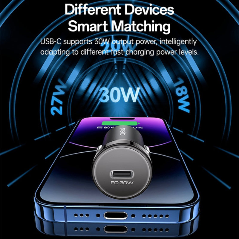 Yesido Zinc Alloy PD 30W Fast Car Charger Y74 | Smartphone and Tablet/iPad | Quick Charger