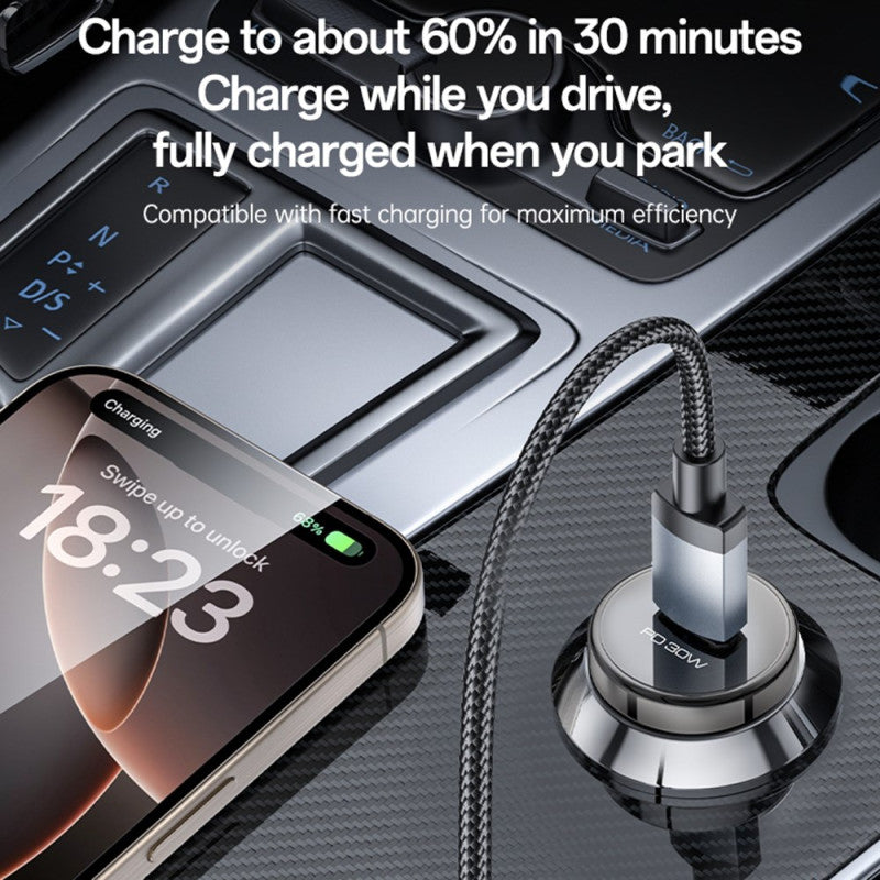 Yesido Zinc Alloy PD 30W Fast Car Charger Y74 | Smartphone and Tablet/iPad | Quick Charger