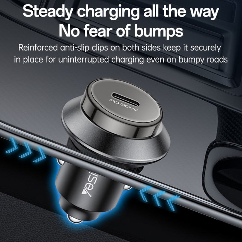 Yesido Zinc Alloy PD 30W Fast Car Charger Y74 | Smartphone and Tablet/iPad | Quick Charger