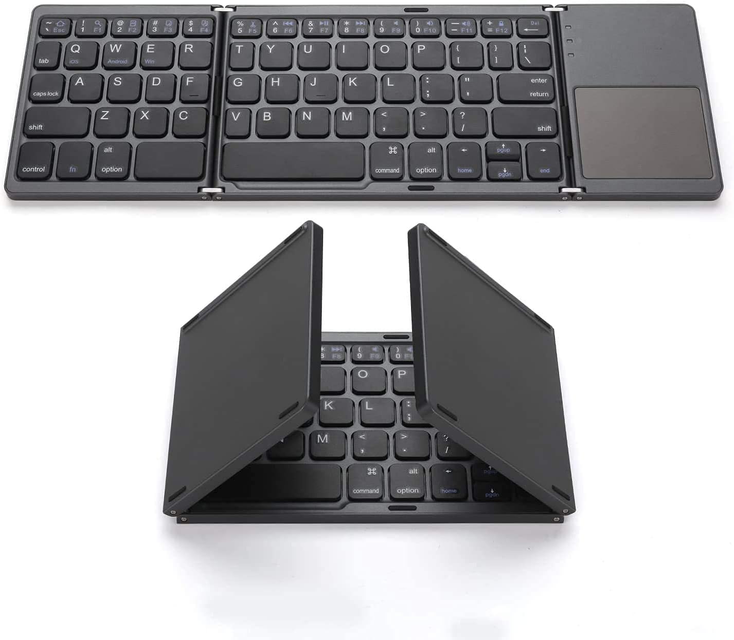 folding keyboard black colour 3 fold touch mouse pad for phone tablet laptop pc 