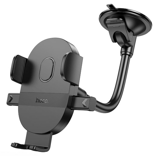 HOCO H20 Mighty Car Phone Holder – Windshield Mount, 360° Rotation, Press-Type Clamping, Universal Fit (4.7-7 Inch Phones)