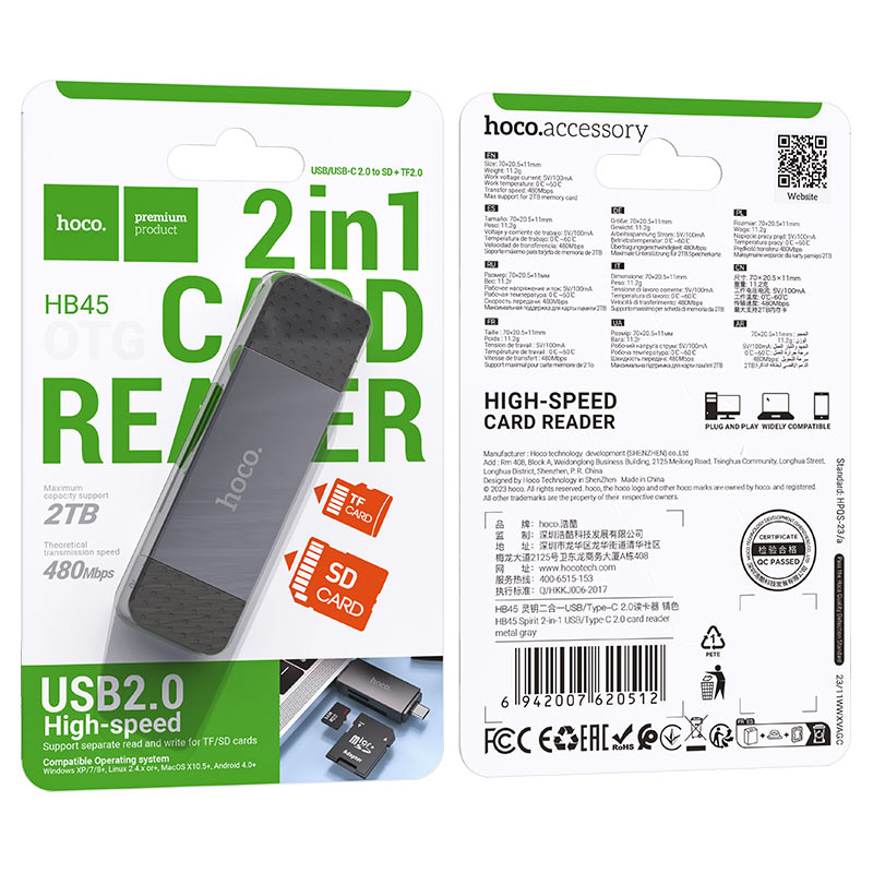 Hb45 Spirit Usb A Type C Card Reader Sd Tf Usb2 0 Usb3 0 Support“ Premium Quality, Stylish & Durable Protective Case