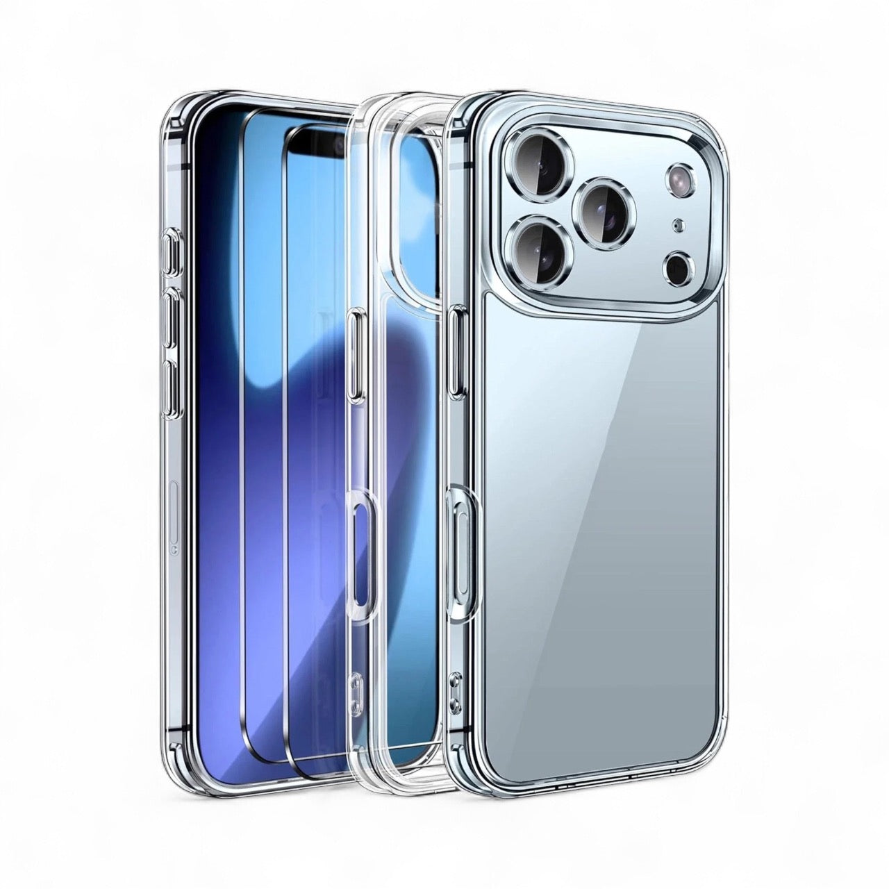 Soft Silicon Clear Case For iPhone 17 Series With Full Clear Glass Saving Bundle, Airbag Drop Protection Slim Case See thru Crystal Transparency