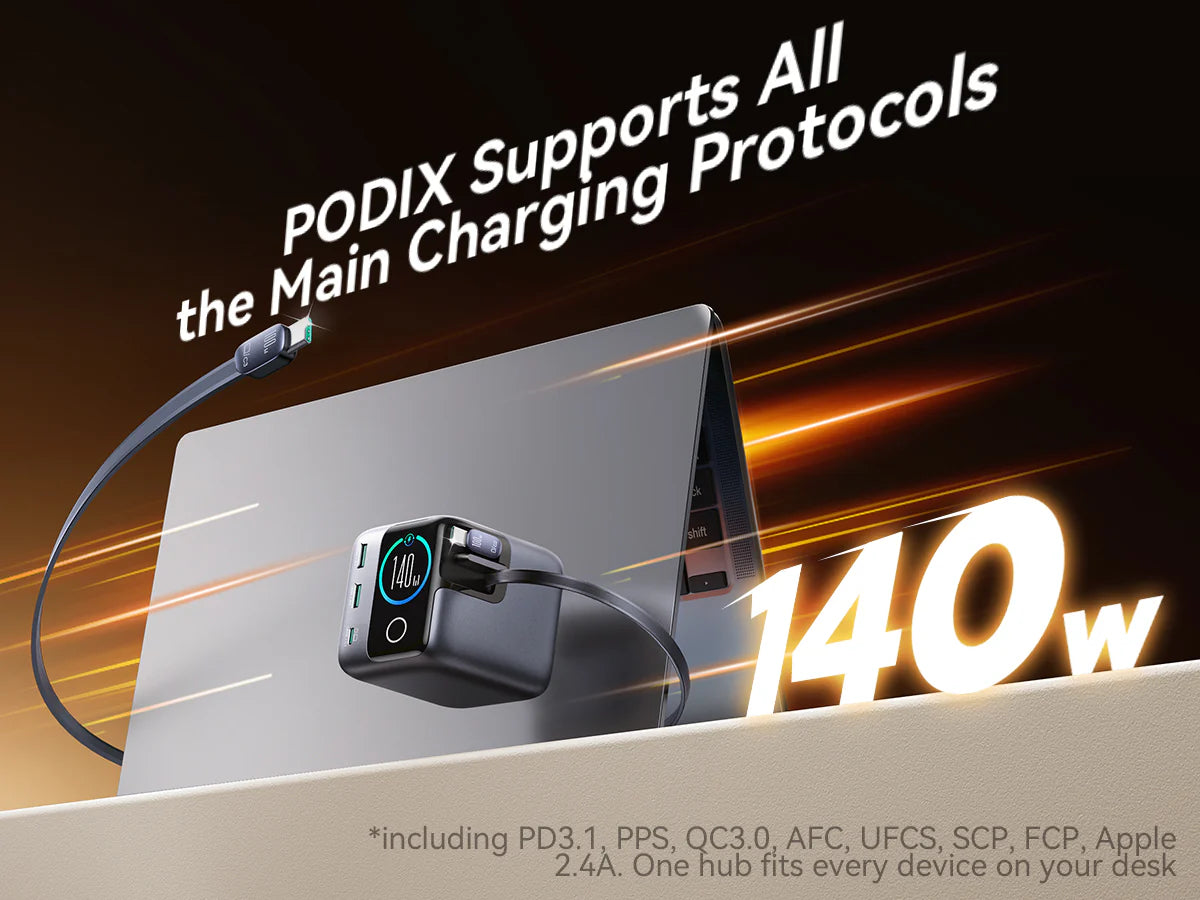 Joyroom JR-TRD01 Podix 140W GaN Charger | 5-Port Desktop Charging Hub