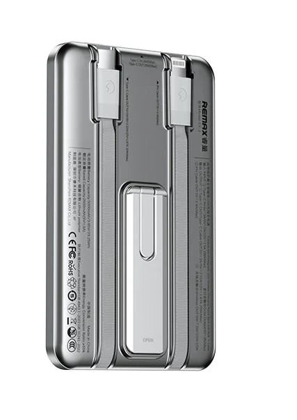 Remax PowerBank With KickStand Foldable, Magnetic 15W Wireless & Wire 20W (iPh and USB-C) Fast Charging, 5000 Mah