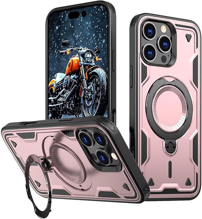Armour Strong Stand Case For Magsafe iPhone 17 Pro Max,16,15,14,13,12 Complete Protection Cover 360 Rotate Strong Grip