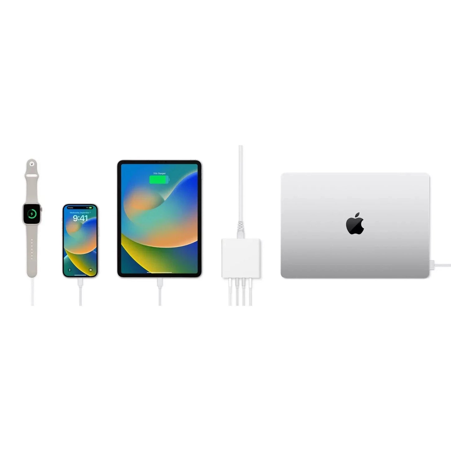 Mophie 120W 4 Port (3 USB-C, USB-A) GaN Ultra Fast Charger - Travel Kit Speedport 120 - White UK For iPad , iPhone, Macbook, Laptops Powerstation