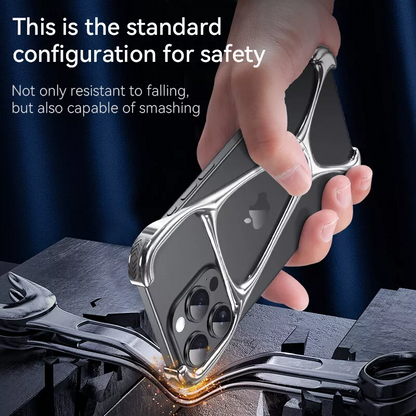 Minimalist Zinc Alloy Case For iPhone 16, 16 Pro, 16 Pro Max Heavy Duty Metal Hercules Rimless Cover
