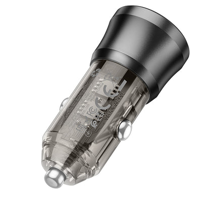 Borofone BZ25 Journey Car Charger – 38W PD USB & Type-C Fast Charging with Type-C Cable, 3A, Black